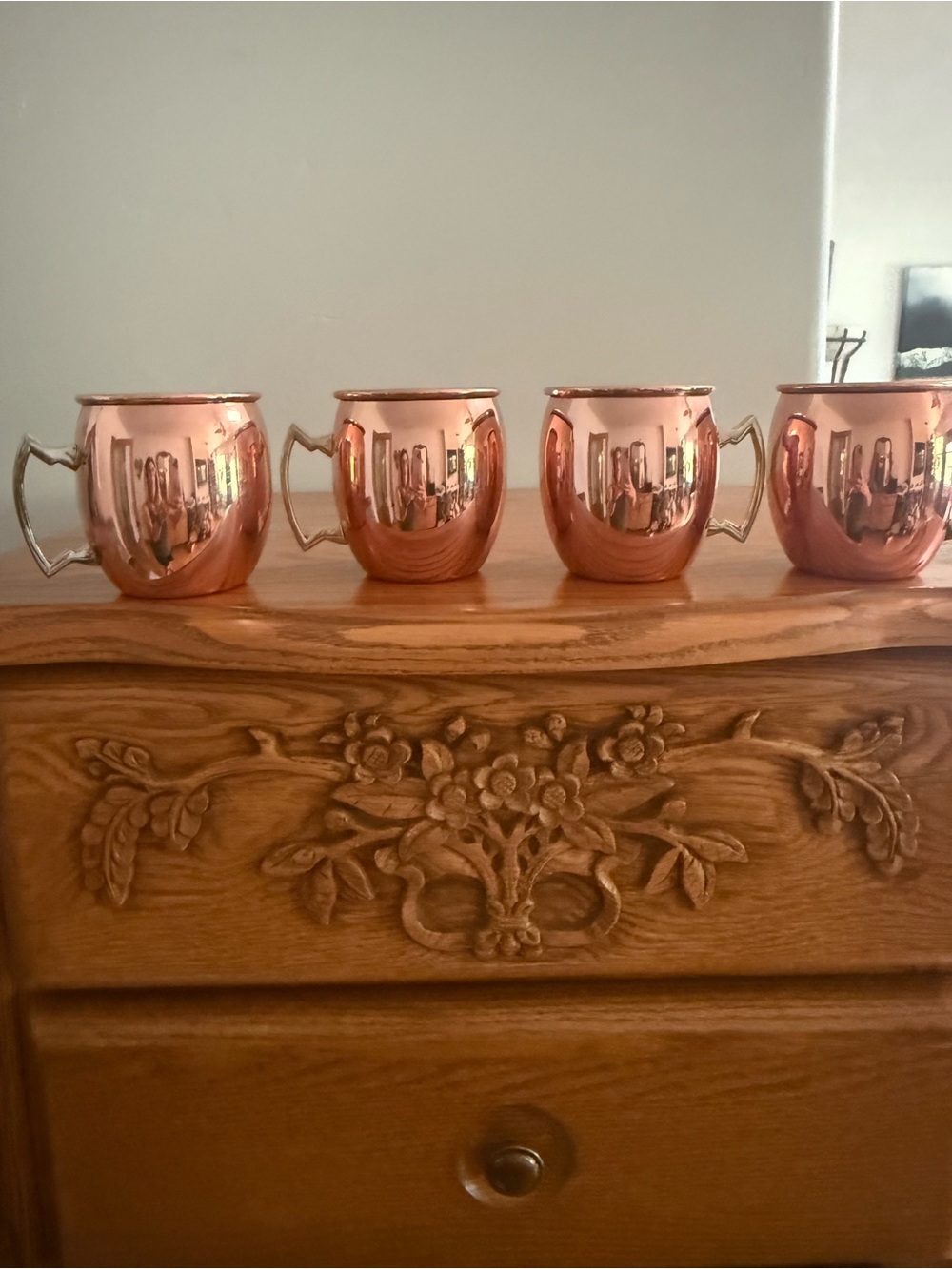 Copper-Finish Moscow Mule Mug Set of 4 with Stainless Handles